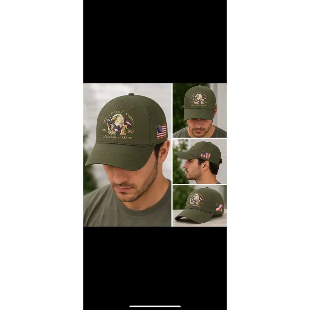 USA 250th Anniversary Patriotic Eagle Liberty Bell Adjustable Baseball Cap Hat 2